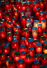 Fototapeta premium catholic day of the dead, lighted candles in the cemetery, central croatia