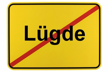 Illustration eines Stadtausgangsschildes der Stadt Lügde