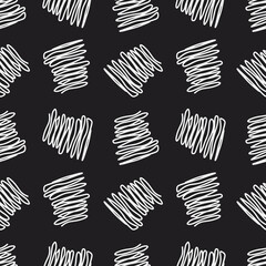 Brush stroke lines seamless vector pattern in black and white. Decorative texture for print, packaging, wrapping. Isolated repetitive tiles. - 468594997