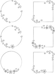 シンプルな桜のイラストフレームセット