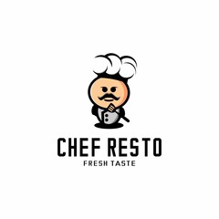 restaurant logo illustration vector, chef vector character