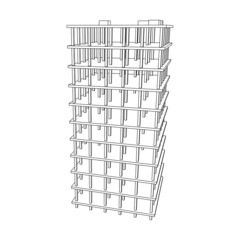 Building under construction. Build house construct in process. Wireframe low poly mesh vector illustration