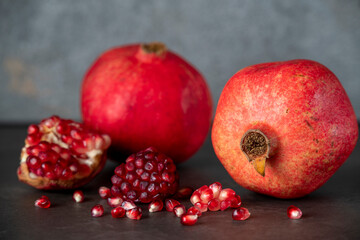pomegranates on a dark background