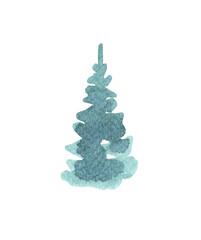 Christmas tree. Watercolor illustration. Hand drawn