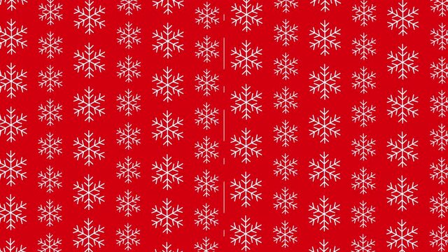 Christmas wrapping paper transition on a green screen background. Red and white snowflake and candy cane stripe patterns