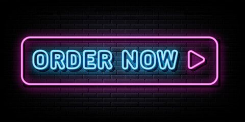Order now neon signs vector. Design template neon sign - obrazy, fototapety, plakaty