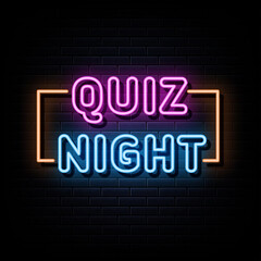 Fototapeta na wymiar Quiz night neon signs vector. Design template neon sign