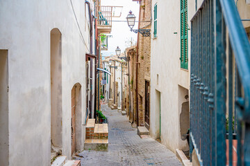 Streets and alleys in old town of Citta Sant Angelo, province of Pescara, Abruzzo, Italy, one of 'Borghi piu belli d'Italia' (Most Beautiful Villages in Italy)