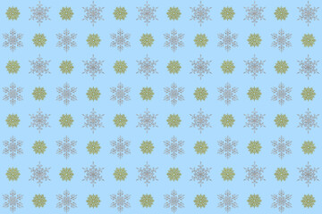 淡い水色地に白銀と金の雪の結晶模様