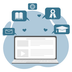 Educational webinar, internet classes, professional personal training service icons set. Webinar, digital classroom