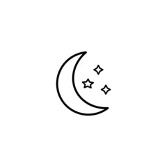 Moon and stars icon. Flat vector illustration in black on white background. EPS 10