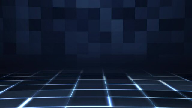 Futuristic digitally generated motion abstract particles matrix cyber environment of big data analytic artificial intelligent simulation, loop video for digital background