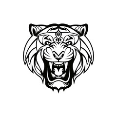 Tiger anger. Vector illustration of a tiger head on a white background