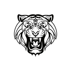 Tiger anger. Vector illustration of a tiger head on a white background