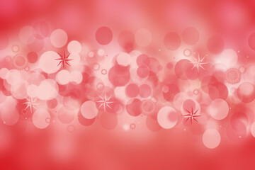 A festive abstract gradient orange pink red background texture with glitter defocused sparkle bokeh circles and stars. Card concept for Happy New Year, party invitation, valentine or other holidays.