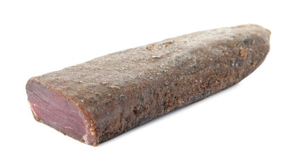 Delicious dry-cured beef basturma isolated on white