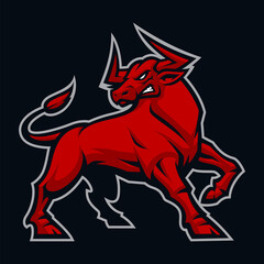 Bull Vector Mascot, Sports Emblem