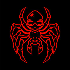 Spider Skull Logo, Sports Emblem