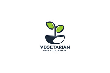 Minimalist Vegetarian Food Logo Template