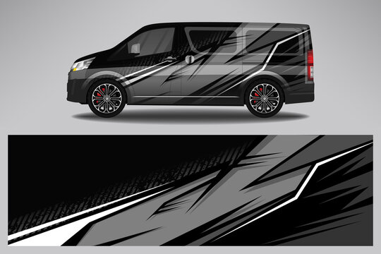 Car wrap design race livery vehicle vector. Graphic abstract stripe racing background kit designs for vehicle, race car, rally, adventure and livery