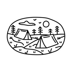 Camping adventure with beauty nature graphic illustration vector art t-shirt design