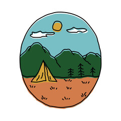 Camping adventure with beauty nature graphic illustration vector art t-shirt design