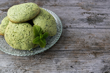 Homemade mint and orange blossom cookies