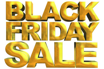 Gold Isolated black friday text. Restrained elegance banner for sales on Black Friday. Sale poster of black friday. Design home page sliders for black friday sales on white background. 3d illustration