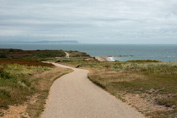 Fototapeta na wymiar footpath across Hengistbury Head Dorset England 