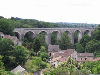 Fototapeta na wymiar view of viaduct in the historic town of Bellac Haute Vienne France