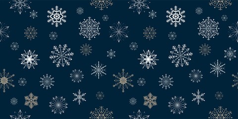 Seamless Christmas pattern snowflakes. .Blue background . Seamless  backgrounds design. Vector illustration.Merry Christmas Corporate Holiday cards