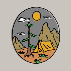 Camping adventure with beauty nature graphic illustration vector art t-shirt design
