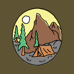 Camping adventure with beauty nature graphic illustration vector art t-shirt design