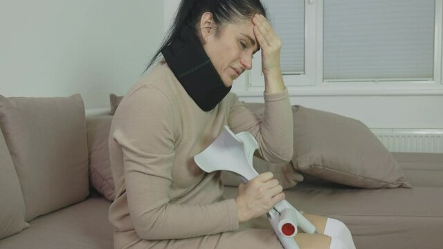 Woman feeling pain with headaches