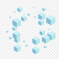 White Polygon Background Transparent Vector. Geometric Empty Template. Blue Square Concept Illustration. Modern Texture. Gray Model Cube.