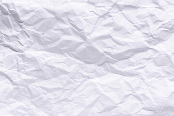 White crumpled paper texture background.