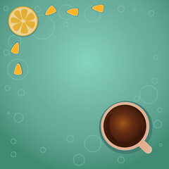 background with tea cup and lemon