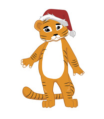 tiger in a christmas hat