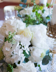 Wonderful flowers on a ceremony table in a villa