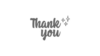 Thank you lettering text with shinning sparks. Hand written message.