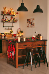 New Year's kitchen in red colors