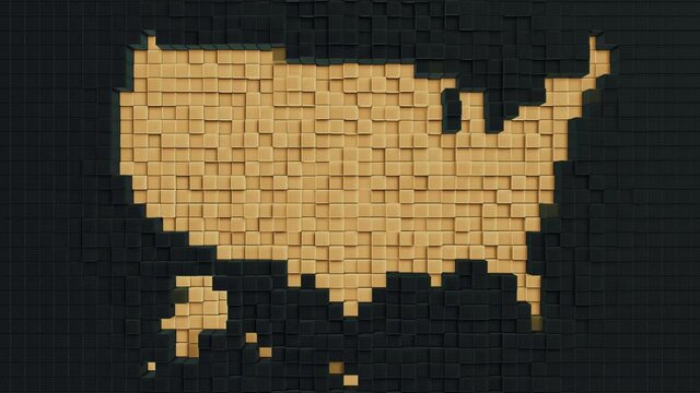 United States map made of block