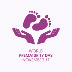 Obraz premium World Prematurity Day vector. Hands with baby feet vector. Baby footprint and hands silhouette icon. Prematurity Day Poster, November 17. Important day
