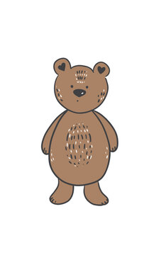 teddy bear cartoon, winter brown bear, cute bear