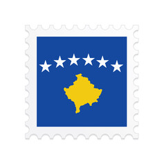 Kosovo flag postage stamp on white background. Vector illustration eps10.