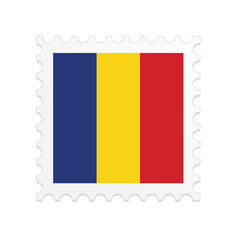 Romania flag postage stamp on white background. Vector illustration eps10.