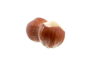 Whole hazelnuts isolated on white