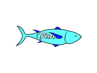 Fish image illustrated. Illustrated vector image of fish. Fish word with fish image vector icon.