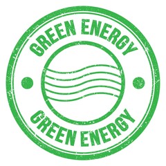 GREEN ENERGY text written on green round postal stamp sign