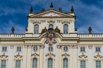 Fototapeta na wymiar detail view of the facade of the Palace of the Archbishop in the city center of Prague